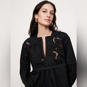 NWT Banana Republic Embroidered Cotton Poplin Popover Top Sz S (#742649)